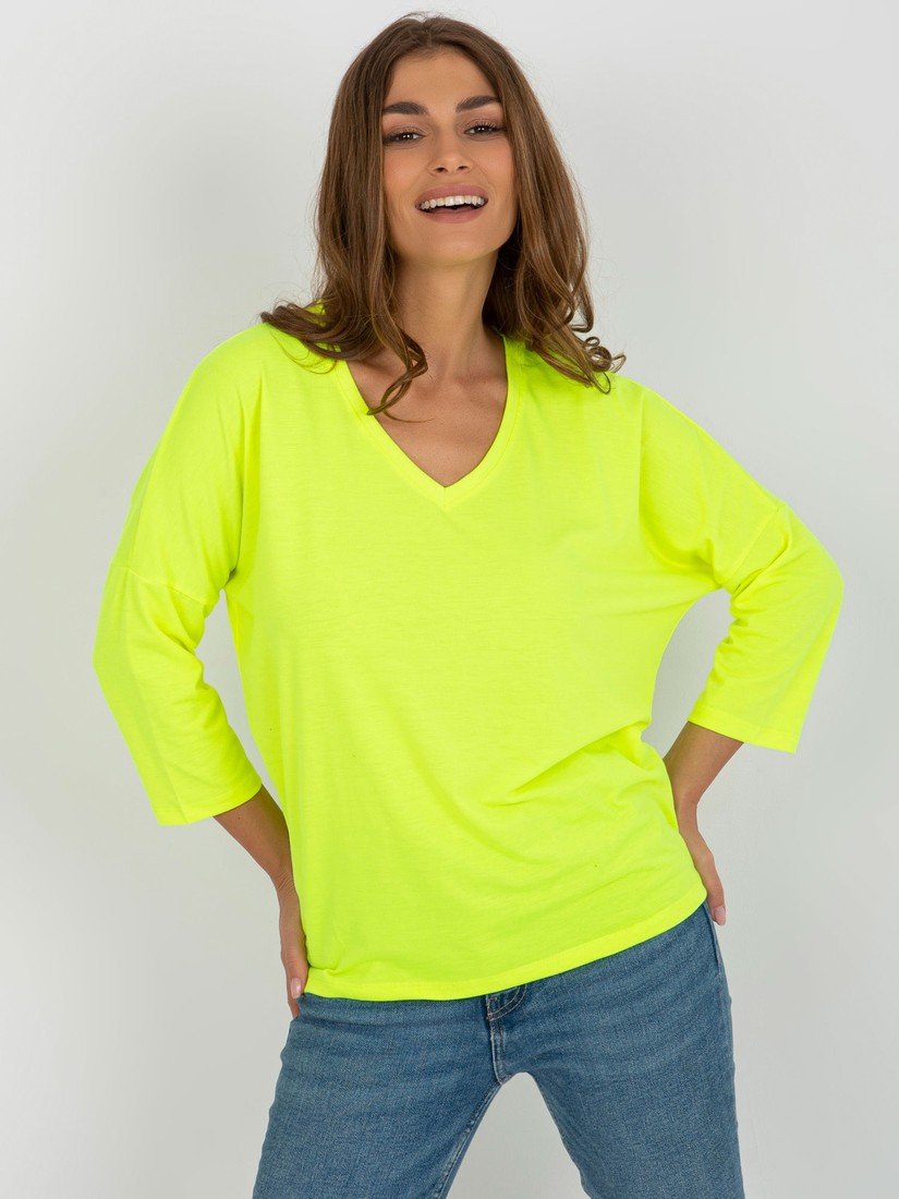 Neonově růžová jednobarevná halenka s 3/4 rukávem RV-BZ-7663.05-fluo yellow Velikost: ONE SIZE