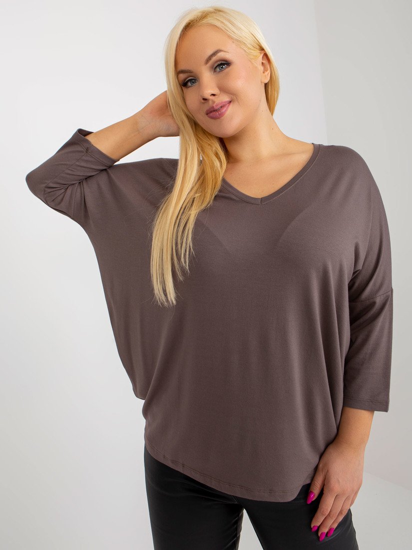 Hnědá volná halenka RV-BZ-5745.18-brown Velikost: ONE SIZE