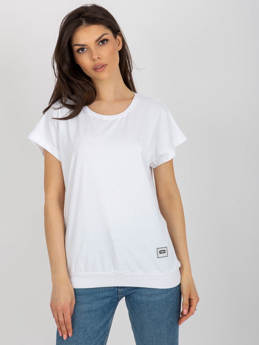 Bílé jednobarevné triko s kulatým výstřihem RV-BZ-8776.11-white Velikost: S/M