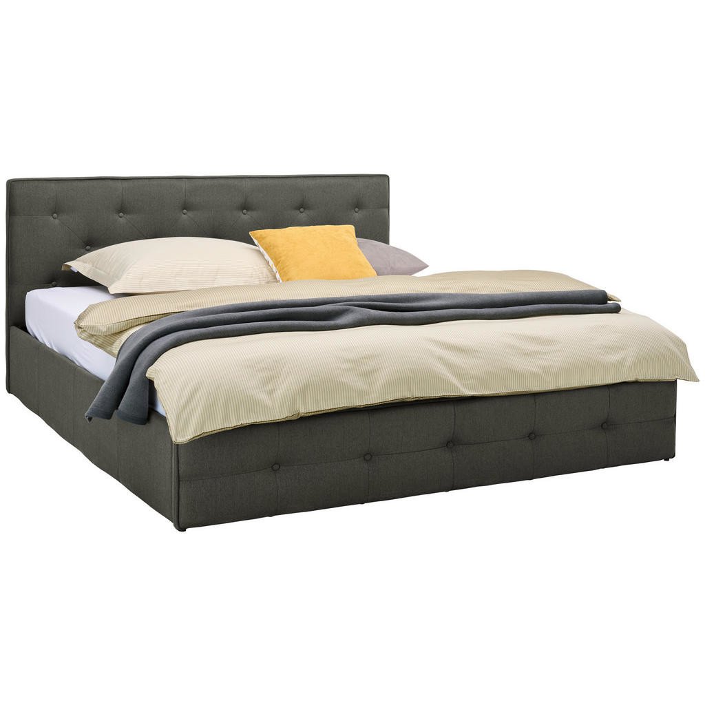 Carryhome ČALOUNĚNÁ POSTEL, 180/200 cm, dřevo, textil, tmavě šedá