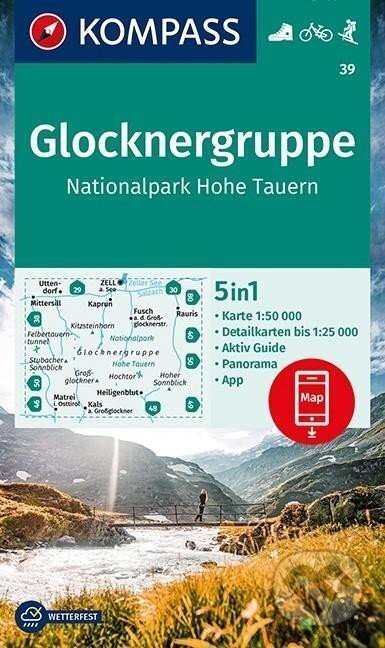 Glocknergruppe, Nationalpark Hohe Tauern 1:50 000 / turistická mapa KOMPASS 39 - Marco Polo