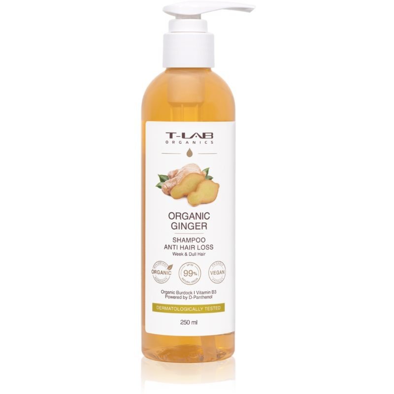 T-LAB Organics Organic Ginger Anti Hair Loss Shampoo posilující šampon pro řídnoucí vlasy ml