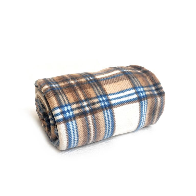 Fleecová deka KOSTKA hnědá 150 x 200 cm