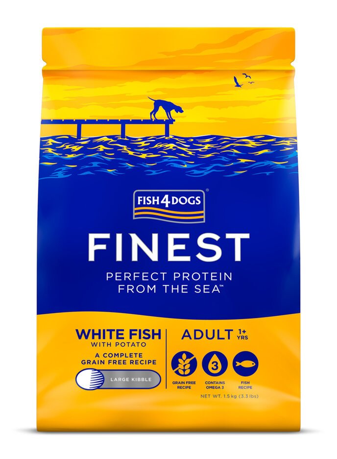 FISH4DOGS Granule velké pro dospělé psy Finest bílá ryba s bramborami 1,5 kg, 1+