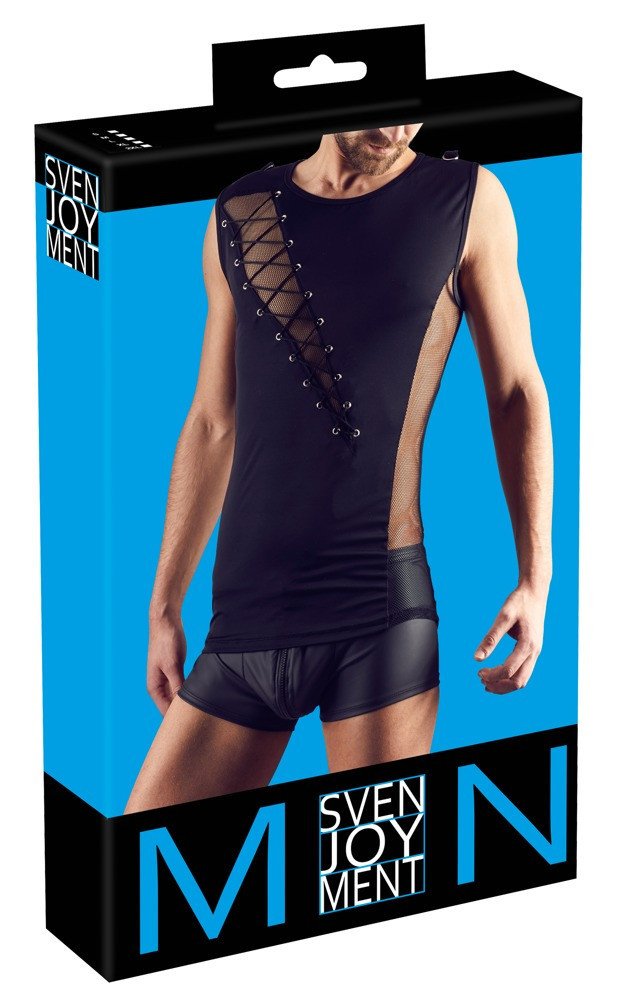 Svenjoyment - men's top with lace-up corset (black)
