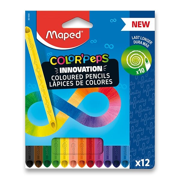 Maped, 861600, Color'Peps Infinity, sada bezdřevých pastelek, 12 ks