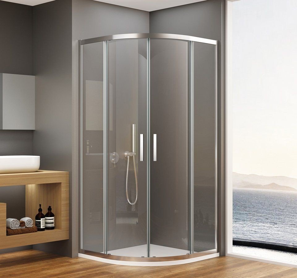 Bruckner BORG čtvrtkruhová sprchová zástěna 900x900x1950 mm, R550, čiré sklo 751.090.1