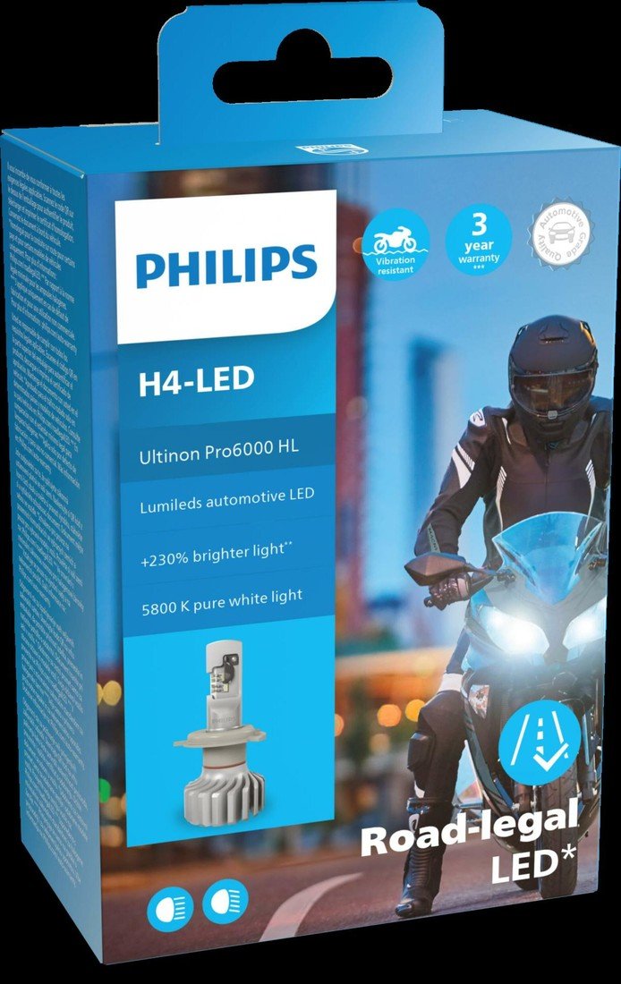 Philips H4 12V 18W P43t Ultinon Pro6000 LED 5800K Moto homologace 1ks PH 11342U6000X1