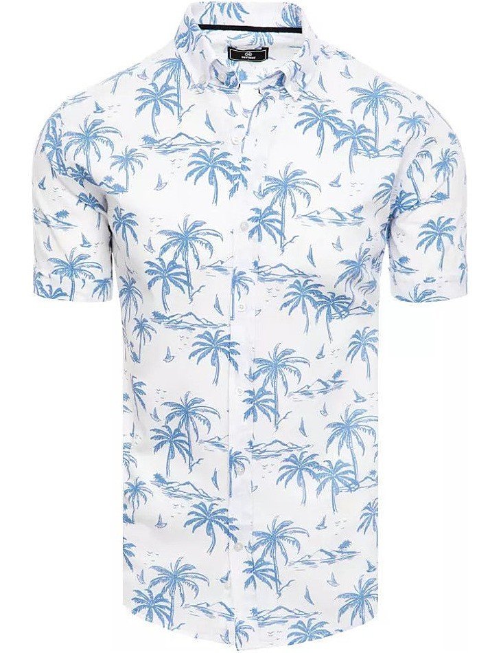 Smetanová košile s modrými palmami