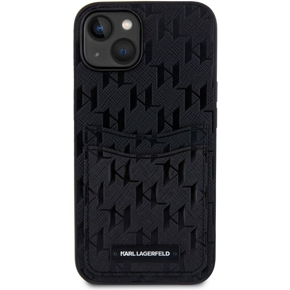 Karl Lagerfeld Saffiano Monogram Card Slot kryt pro iPhone 14 černý