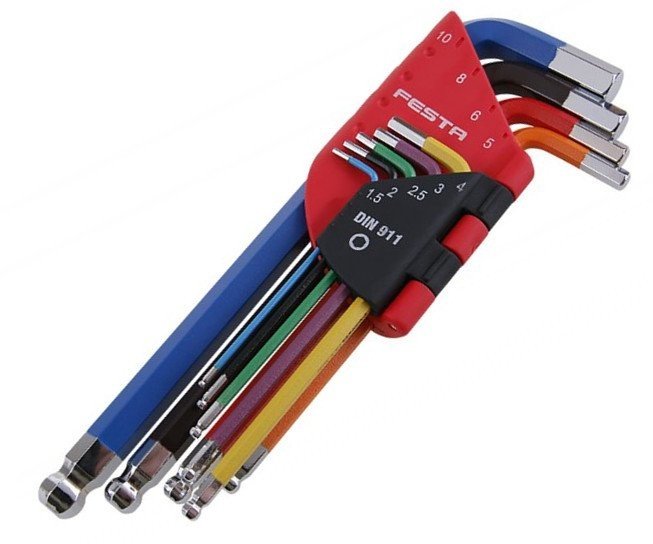Sada imbus klíčů s kuličkou 9ks 1.5-10mm barevné Festa