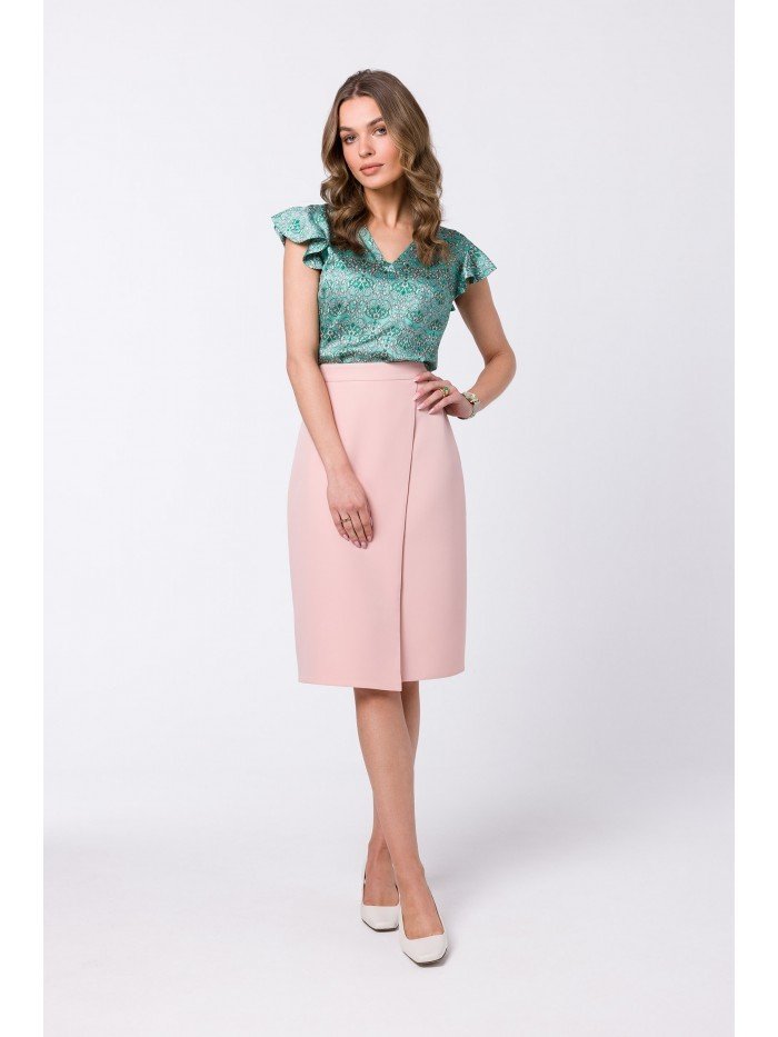 Style Dámská midi sukně Enydron S343 pudrová růžová L