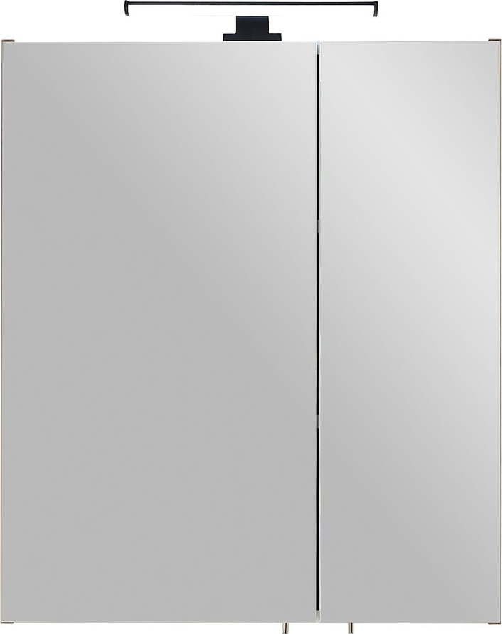 Hnědá závěsná koupelnová skříňka se zrcadlem 60x70 cm Set 374 - Pelipal