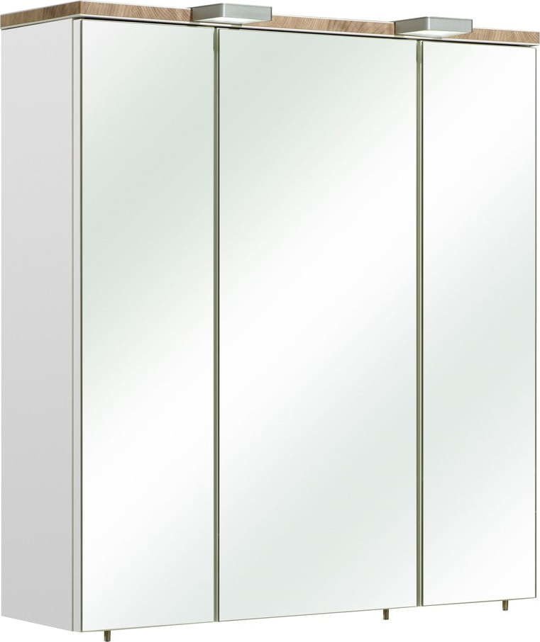 Bílá závěsná koupelnová skříňka se zrcadlem 65x70 cm Set 931 - Pelipal