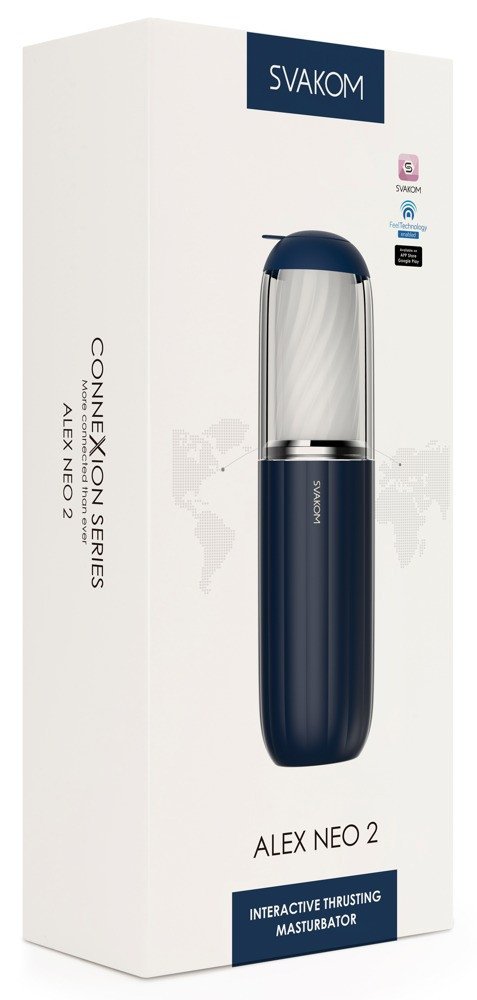 Svakom Alex Neo 2 - smart, rechargeable, up and down masturbator (blue)