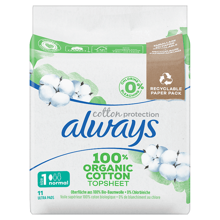 Always Cotton Protection Ultra Normal Hygienické Vložky S Křidélky ks11