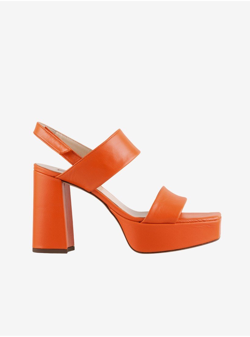 Oranžové dámské kožené sandály na podpatku Högl Cindy - Dámské