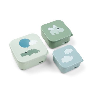 Done by Deer ™ Svačinový box 3-pack Happy clouds Green