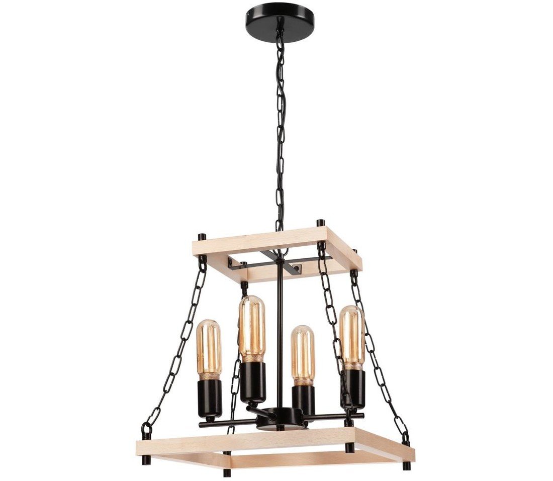 Lustr na řetězu JASPER 4xE27/60W/230V buk/béžová