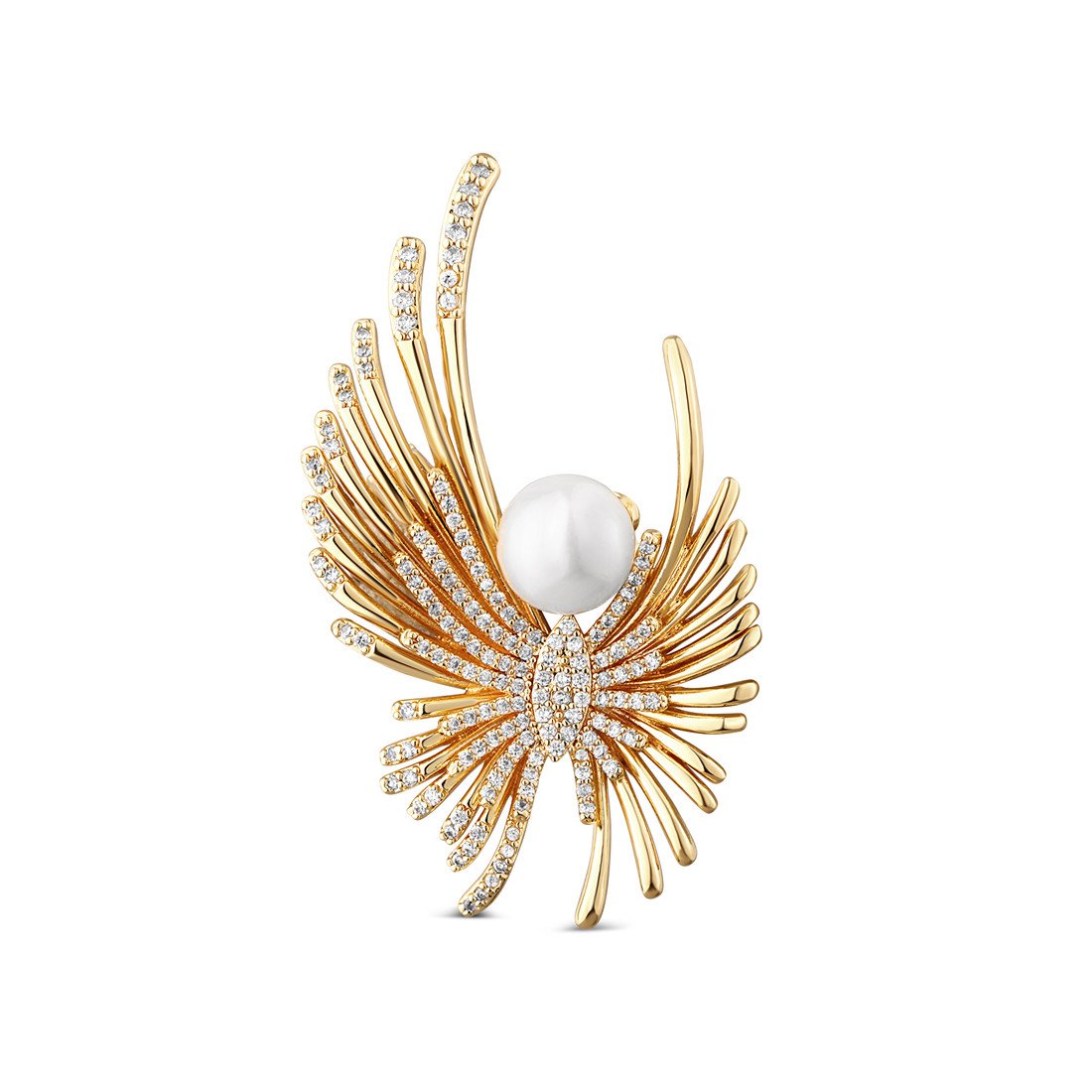 JwL Luxury Pearls Pozlacená andělská brož s perlou a krystaly JL0822