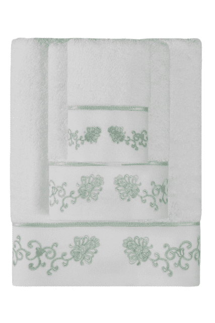 Soft Cotton Malý ručník DIARA 30x50 cm Bílá / mentolová výšivka