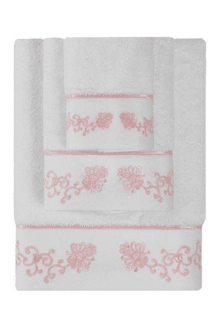 Soft Cotton Ručník DIARA 50x100 cm Bílá / růžová výšivka