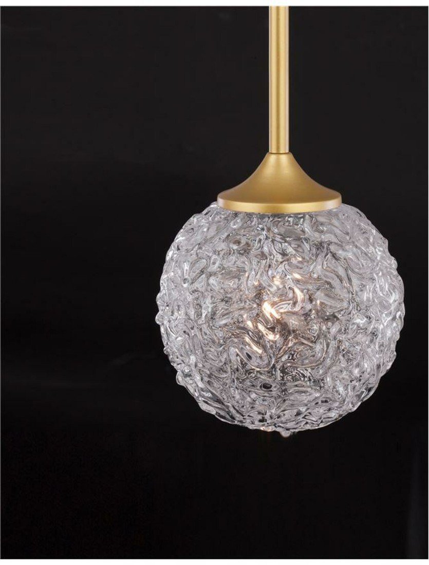 NOVA LUCE závěsné svítidlo MIRANO čiré strukturované sklo a broušená zlatá ocel G9 1x5W 230V IP20 bez žárovky 9160211