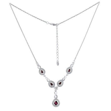 Luxusní stříbrný náhrdelník Nelope s pravými granáty a Brilliance Zirconia