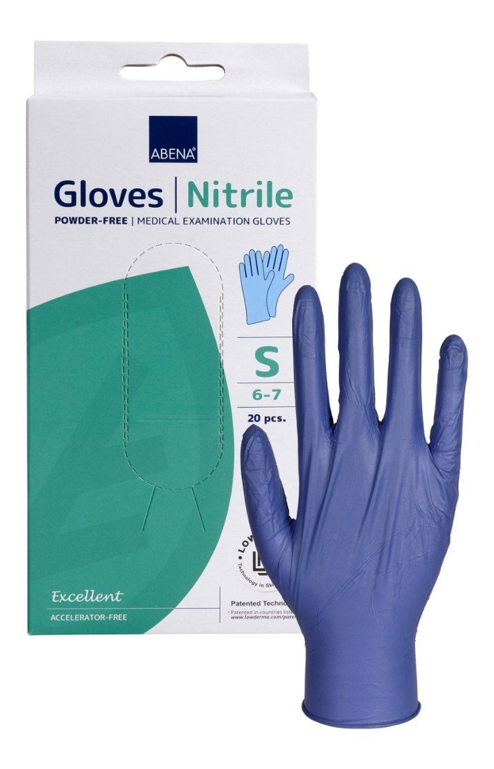 Abena Vyšetřovací nitrilové rukavice nepudrované modré vel.S 20 kusů