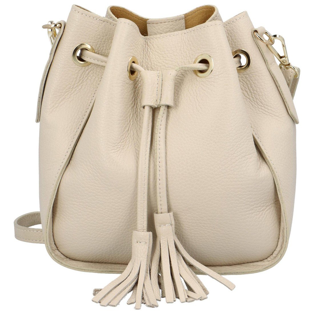 Kožená dámská crossbody vak Ruvono, béžová