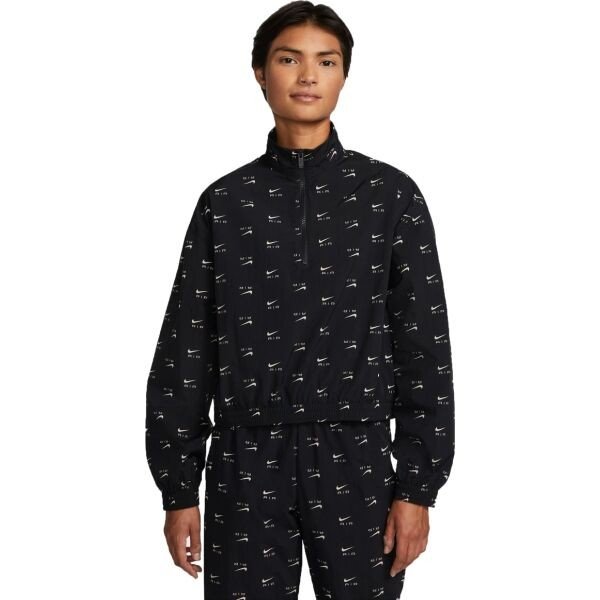 Nike NSW AIR AOP MOD CROP WVN QZ Dámská bunda, černá, velikost XS