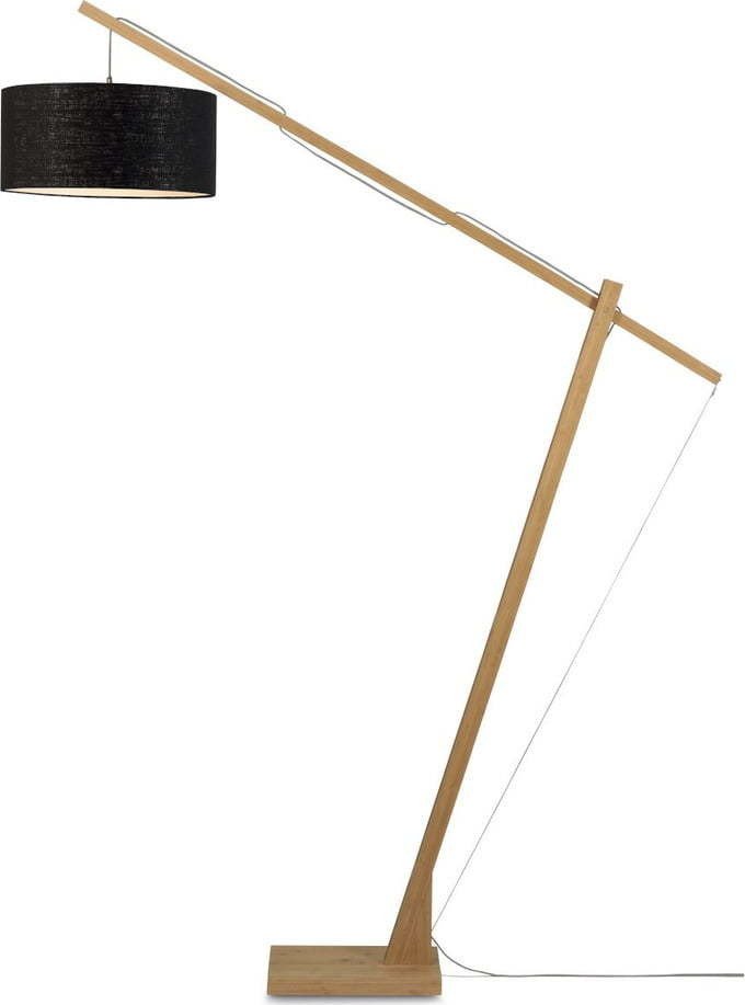 Stojací lampa s černým stínidlem a konstrukcí z bambusu Good&Mojo Montblanc