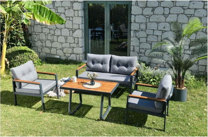 Šedý zahradní lounge set pro 4 Tivoli – Floriane Garden