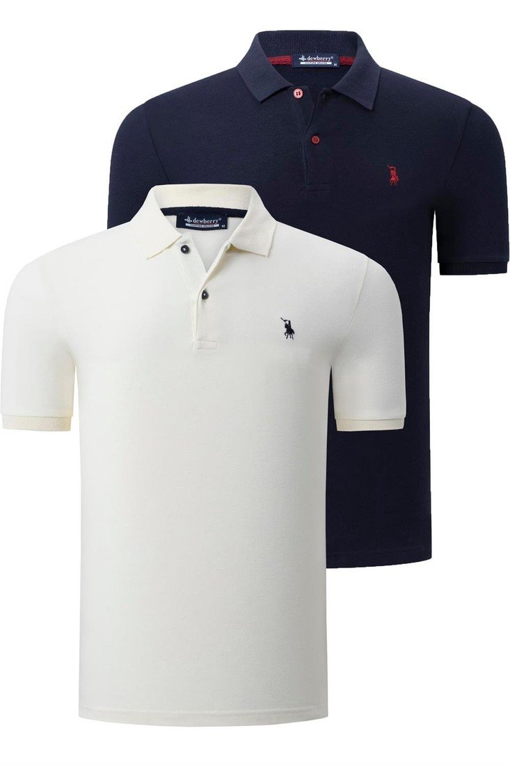 DUAL SET T8561 DEWBERRY MENS TSHIRT-NAVY BLUE-BONE