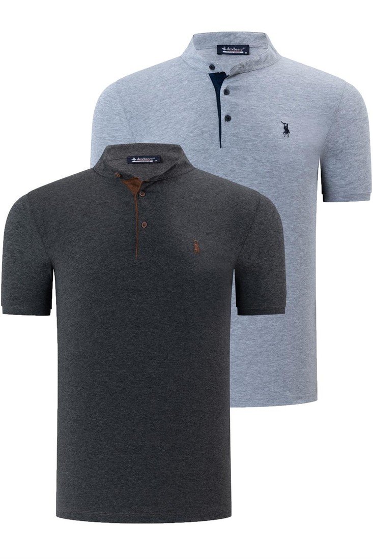 DUAL SET T8560 DEWBERRY MENS T-SHIRT-ANTHRACITE-GREY