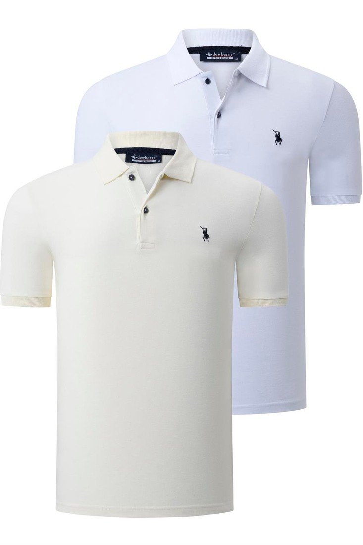 DUAL SET T8561 DEWBERRY MENS TSHIRT-WHITE-BONE