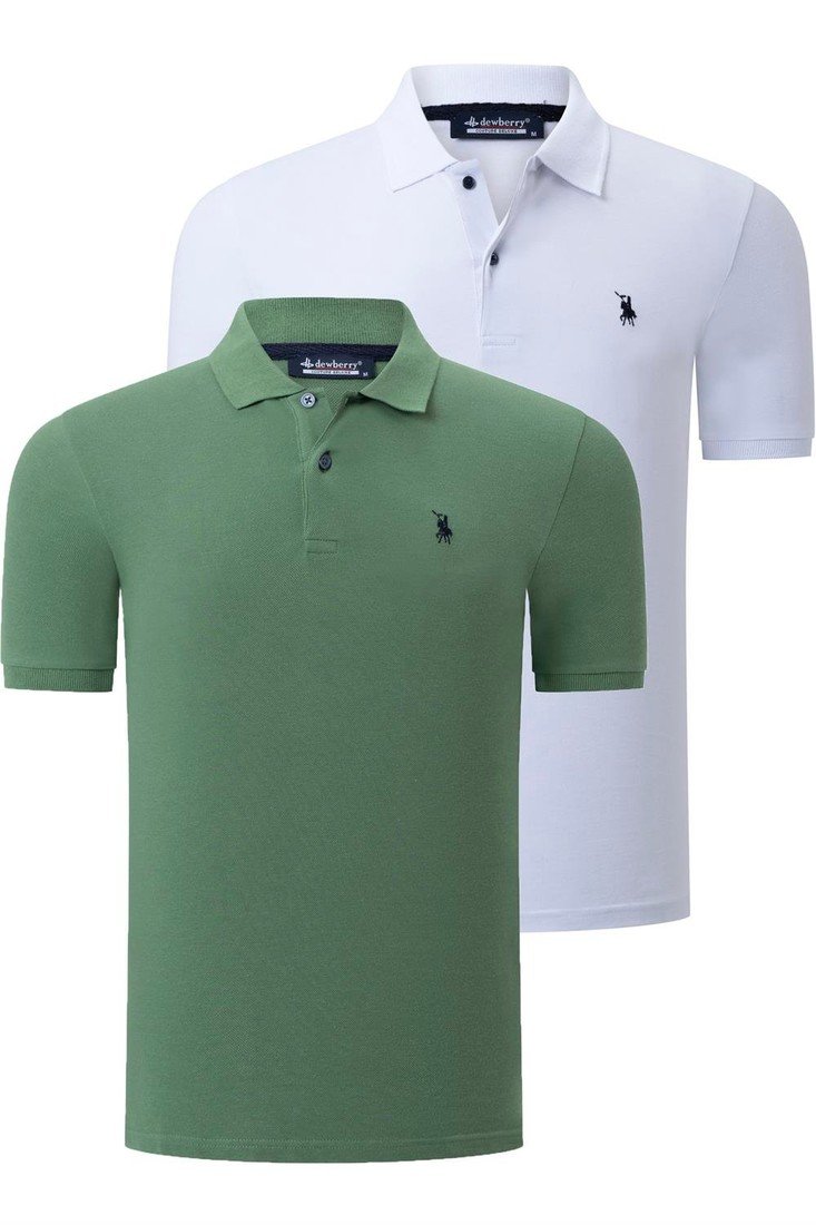 DUAL SET T8561 DEWBERRY MENS TSHIRT-WHITE-OUTDOOR KHAKI