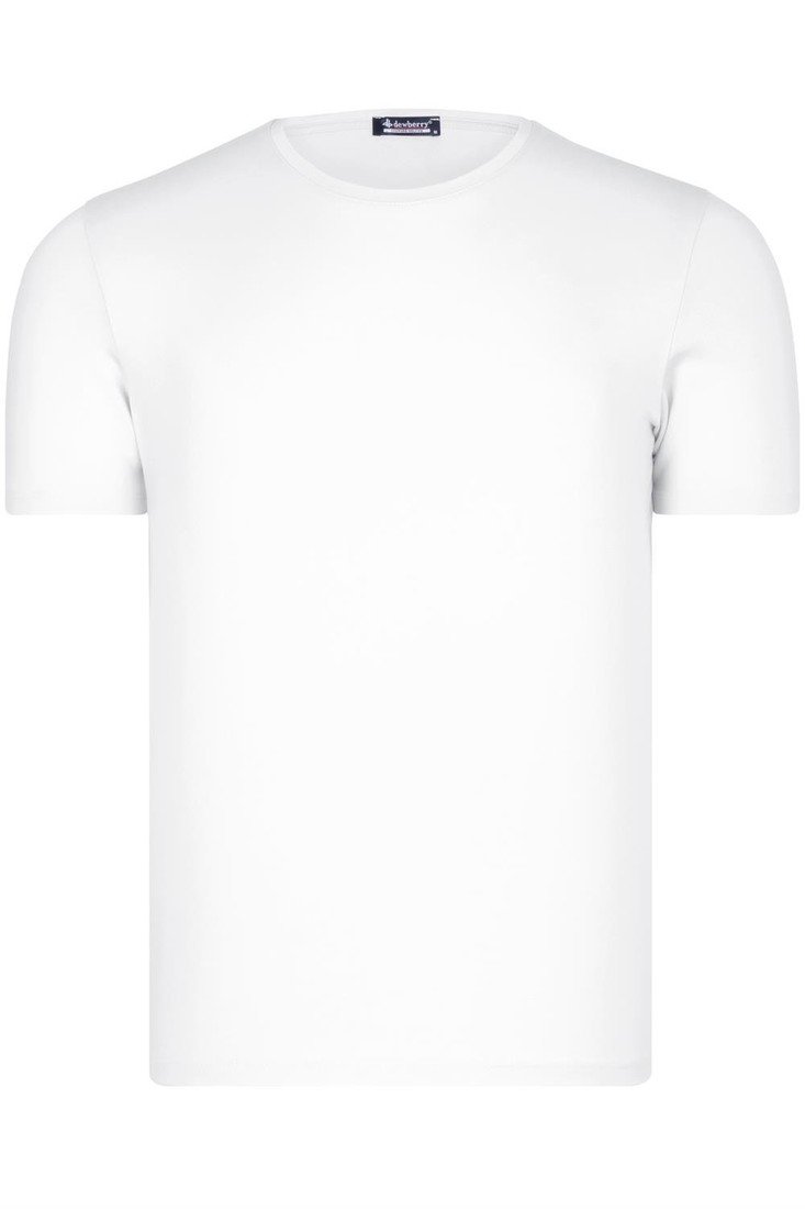 T8569 DEWBERRY BIKE COLLAR MEN'S T-SHIRT-PLAIN WHITE