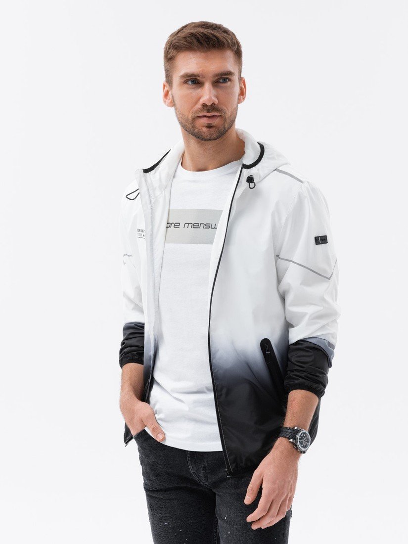 Men's sports jacket with ombre effect - white and black