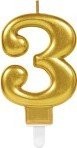 Narozeninová svíčka zlatá 3 /výška 9,3 cm/ - EPEE Merch - Amscan