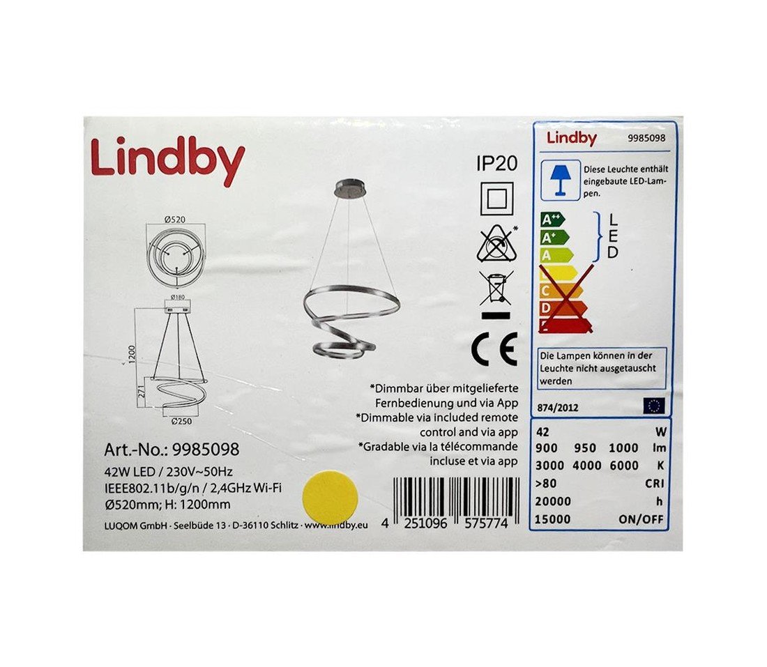 Lindby Lindby - LED Stmívatelný lustr na lanku VERIO LED/230V
