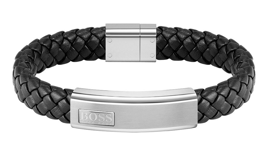 Hugo Boss Trendy pletený kožený náramek Lander 1580178 19 cm