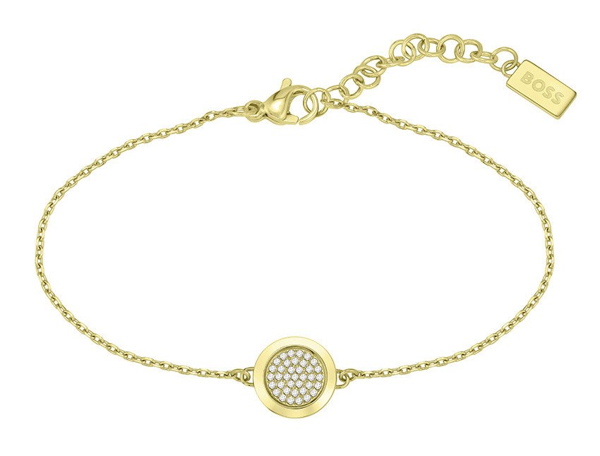 Hugo Boss Nádherný pozlacený náramek s krystaly Medallion 1580301