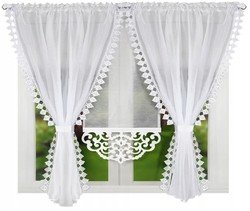 Voálová záclona bílá s krajkou a panelem