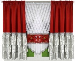 Komplet na okno s panelem červeno bílý