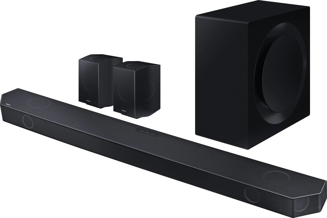 Samsung HW-Q995GC/ZG Surround System černá Bluetooth®, Dolby Atmos® , vč. bezdrátového subwooferu, Ovládání řečí , Wi-Fi, upevnění na zeď
