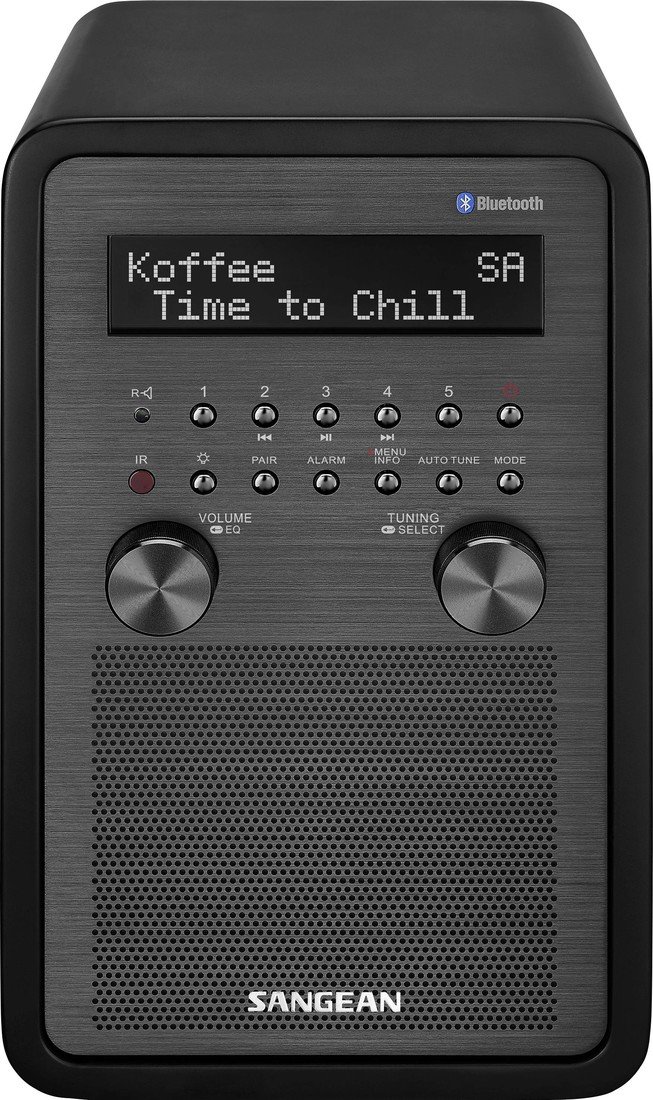 Sangean DDR-60 stolní rádio DAB plus , DAB, FM AUX, Bluetooth, NFC vč. dálkového ovládání, funkce alarmu černá