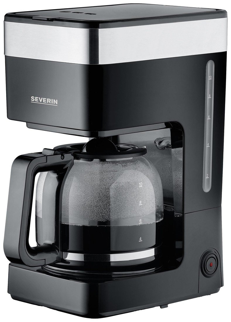Severin KA 9263 kávovar nerezová ocel kartáčovaná, černá  připraví šálků najednou=10 skleněná konvice, s funkcí filtrování kávy, funkce uchování teploty