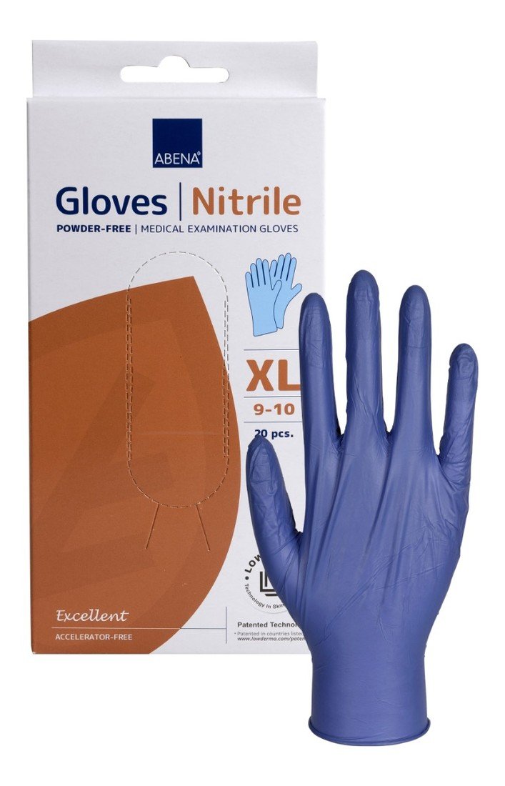 Abena Vyšetřovací nitrilové rukavice nepudrované modré vel.XL 20 kusů