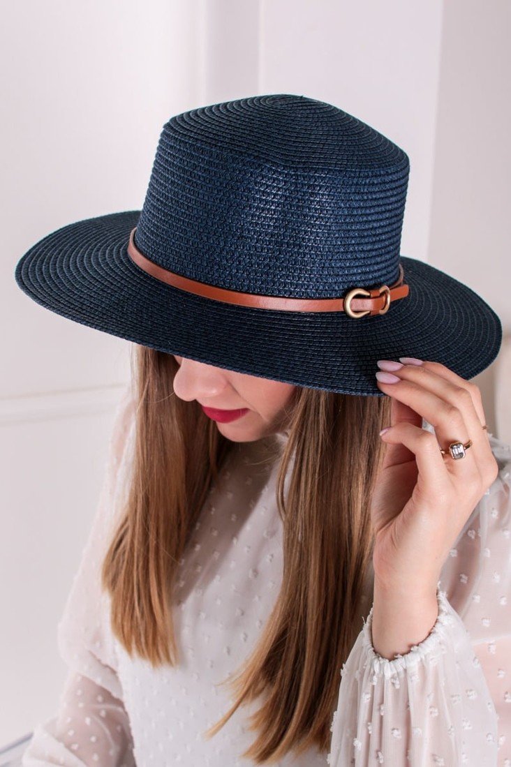 Tmavě modrý slaměný klobouk Alicent